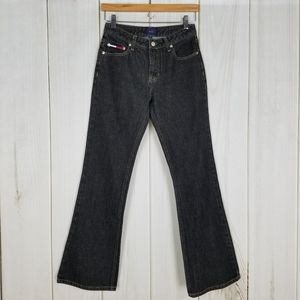 Y2K 2000s Tommy Hilfiger Black Mid-rise Waist Hipster Flare Jeans